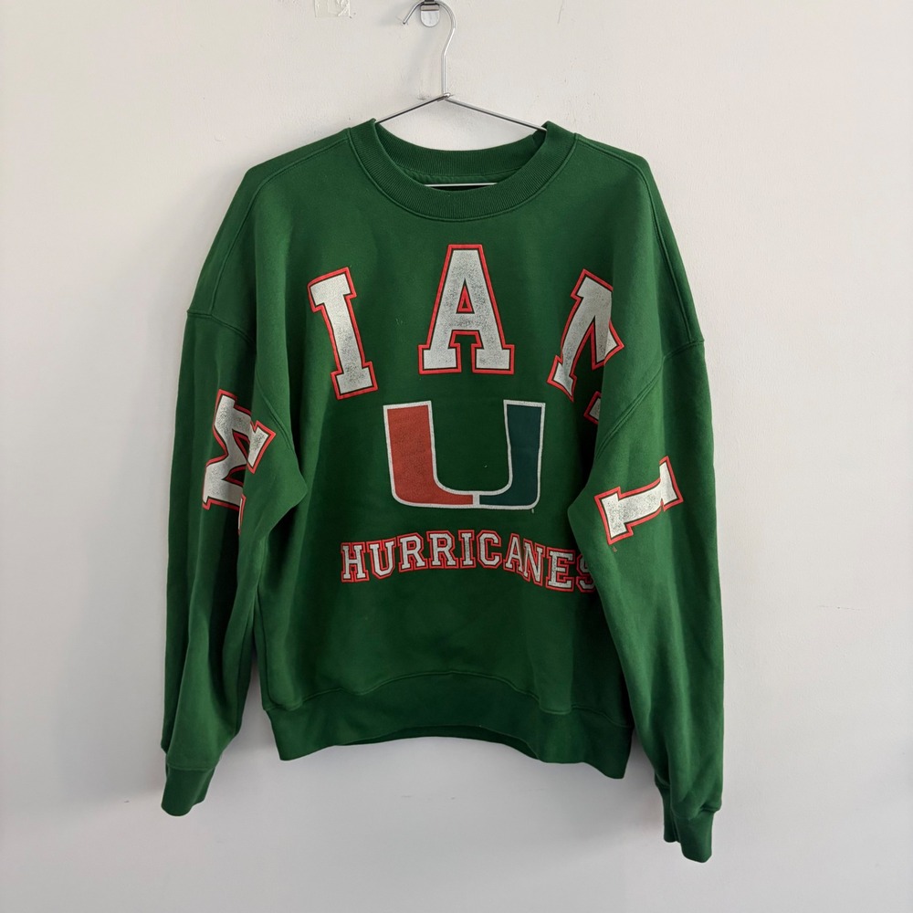 Hollister Blue 84 Miami Hurricanes Boxy Fit Sweatshirt Large Green
